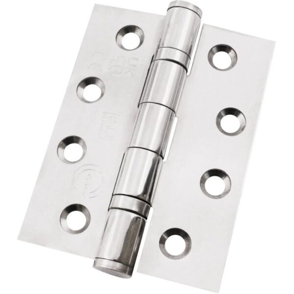 Fire Door Hinges Grade 13 - 102 x 76 x 3mm - Polished Stainless Steel - Pair - BS EN 1935