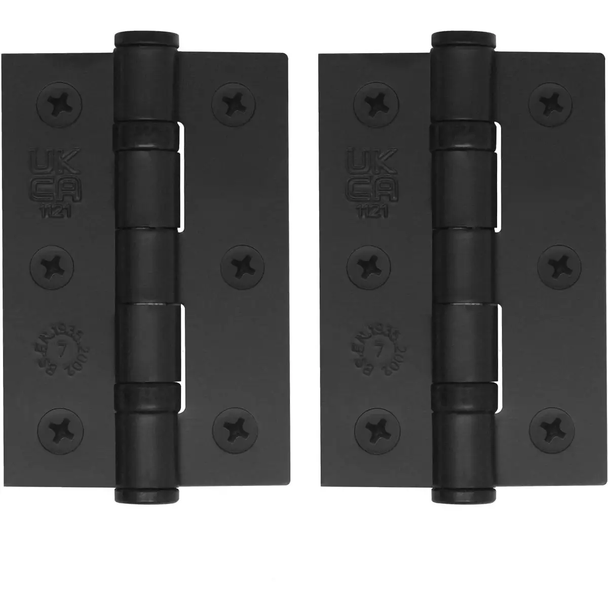 Fire Door Hinges Grade 7 - 76 x 50 x 2mm - Matte Black - Pair - BS EN 1935 - Hardware Solutions