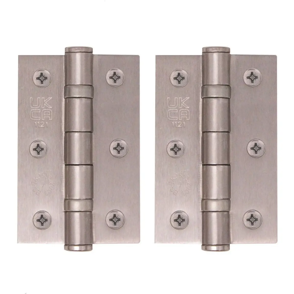 Fire Door Hinges Grade 7 - 76 x 50 x 2mm - Satin Nickel - Pair - BS EN 1935 - Hardware Solutions