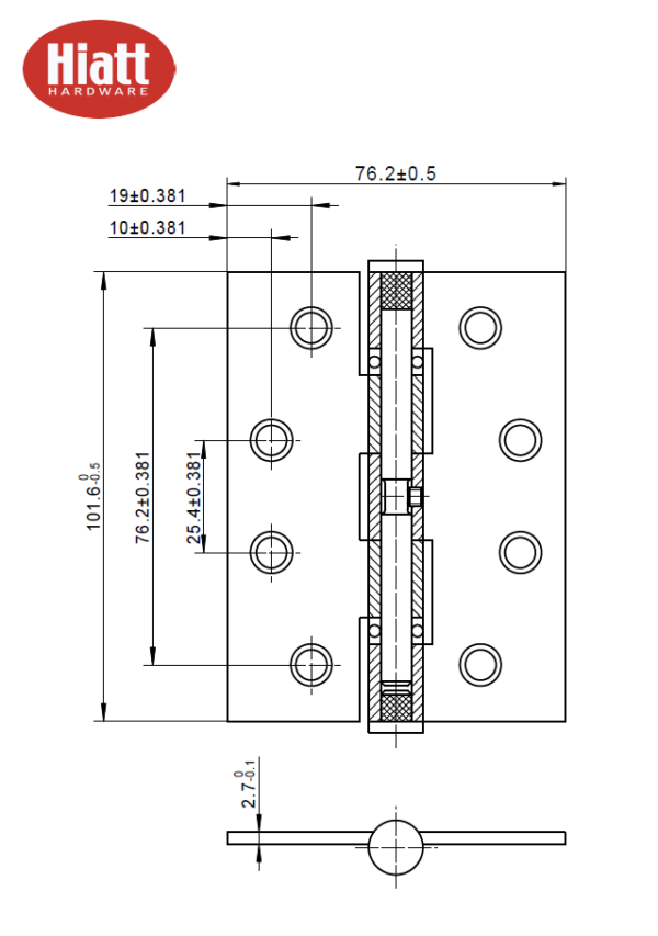 Ball Bearing Hinge - 102mm - Satin Nickel - Pair - Hardware by Williams